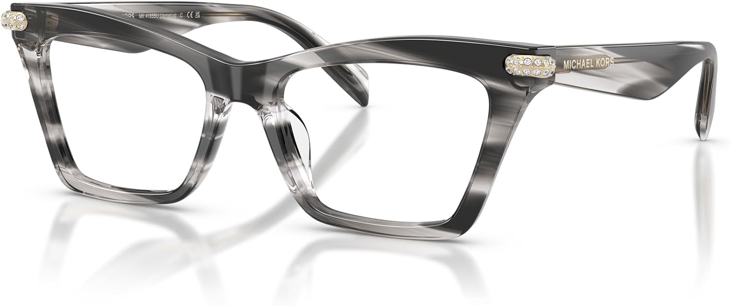 image:imageMichael Kors womens Mk4185bu Jamaica Universal Fit Cat Eye Prescription Eyewear FramesBlack HornDemo