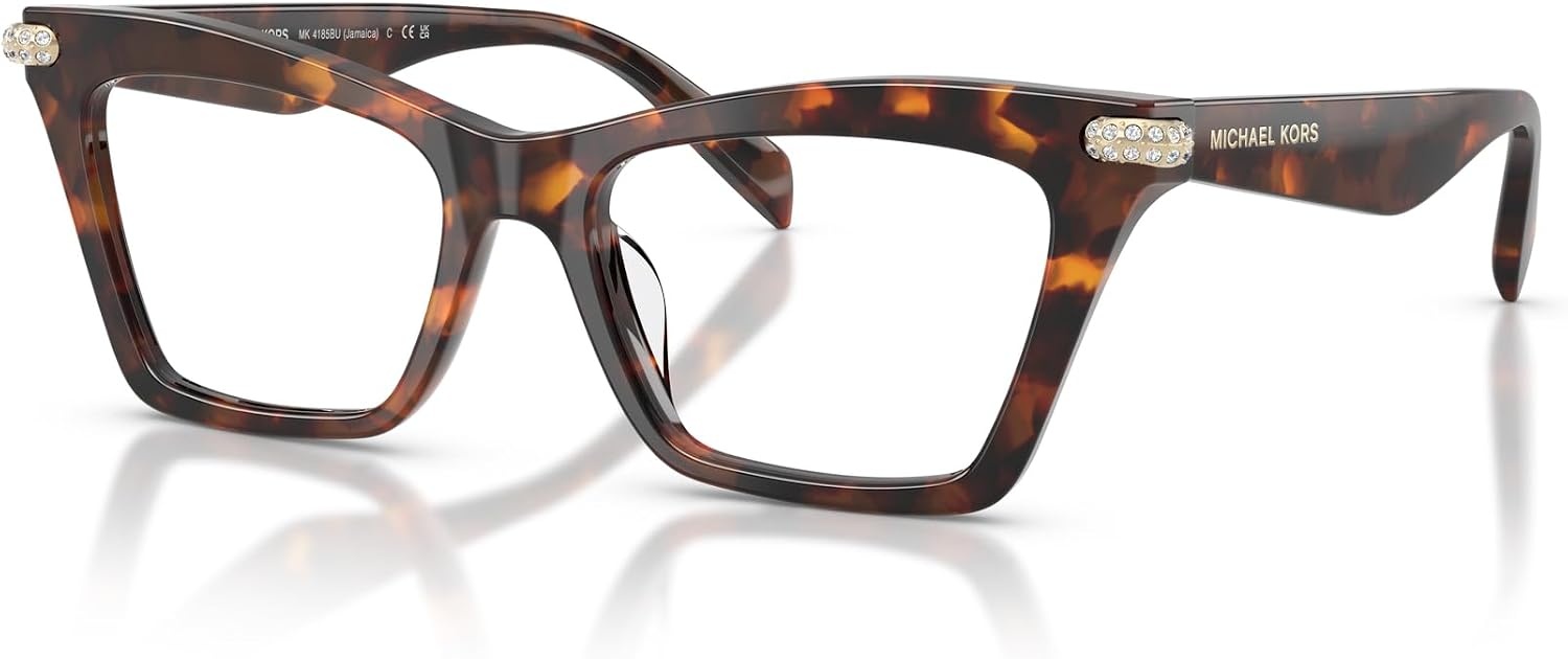image:imageMichael Kors womens Mk4185bu Jamaica Universal Fit Cat Eye Prescription Eyewear FramesLuggage TortoiseDemo