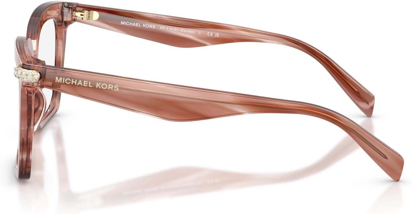 image:imageMichael Kors womens Mk4191bu Exumas Universal Fit Square Prescription Eyewear FramesPink HornDemo