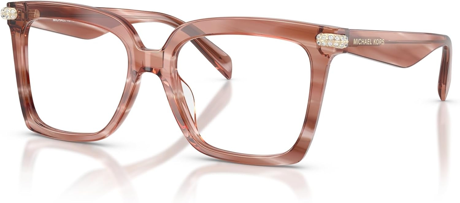 image:imageMichael Kors womens Mk4191bu Exumas Universal Fit Square Prescription Eyewear FramesPink HornDemo