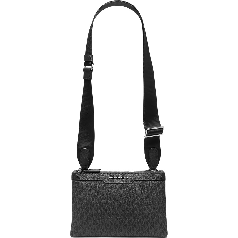 image:imageMichael Kors Hudson Accordion Crossbody BagLight Gunmetal HardwareBlack Signature