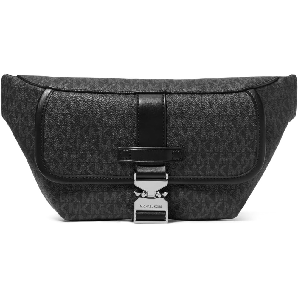 image:imageMichael Kors Hudson Aviator Belt Bag Light Gunmetal HardwareBlack SignatureLight Gunmetal HardwareBlack Signature