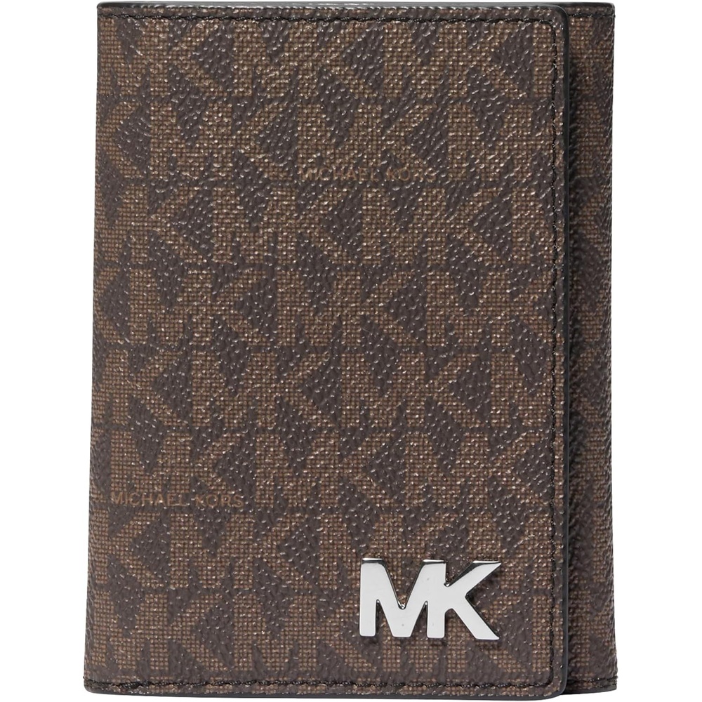 image:imageMichael Kors Hudson Trifold Wallet with IDMK SignatureBrownBlack