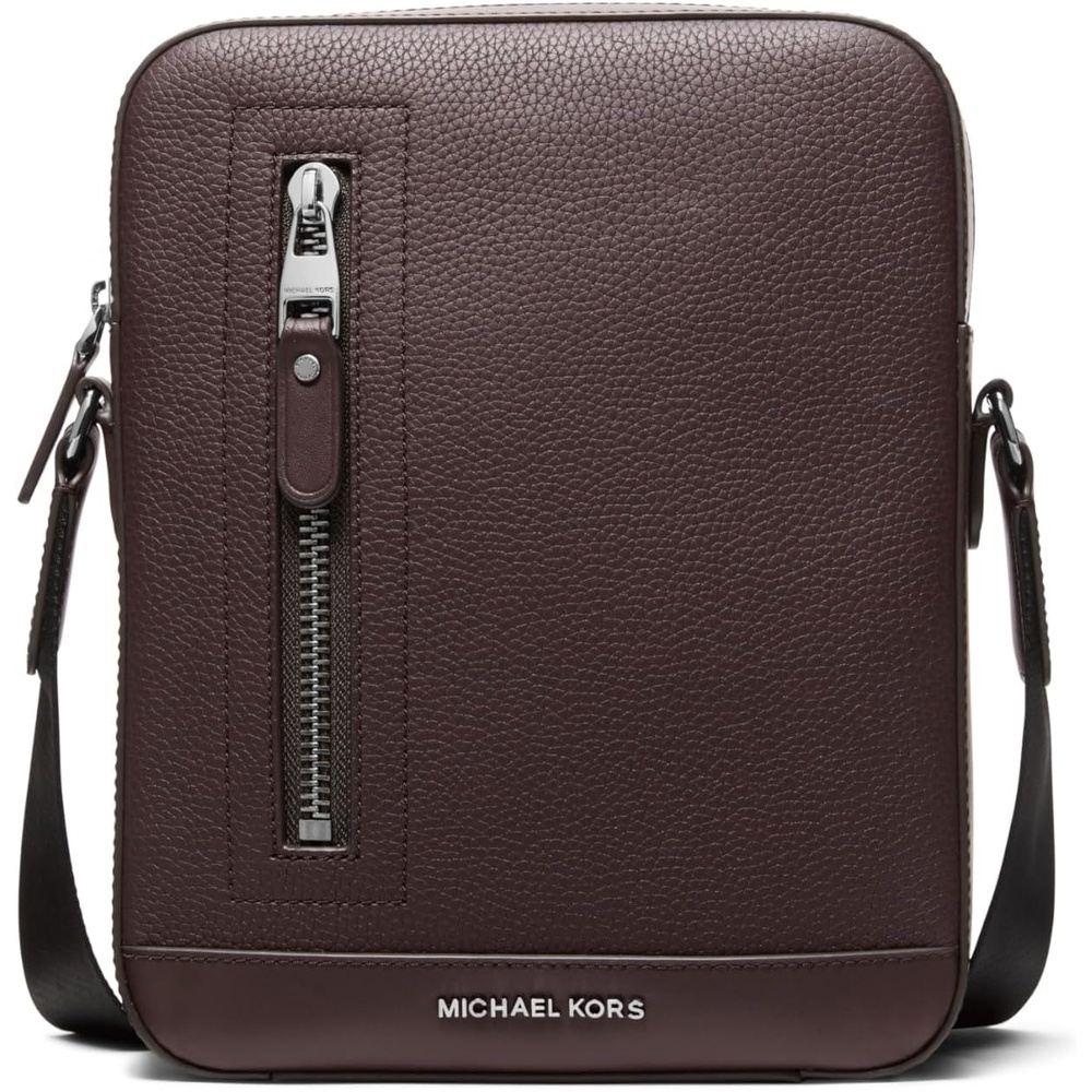 image:imageMichael Kors Hudson Vertical Zip Flight BagLight Gunmetal HardwareChocolate