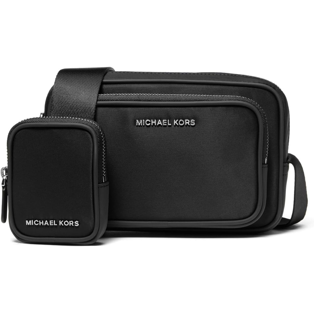 image:imageMichael Kors Mens Brooklyn Camera Bag with Pouch SilverTone HardwareNylonBlack