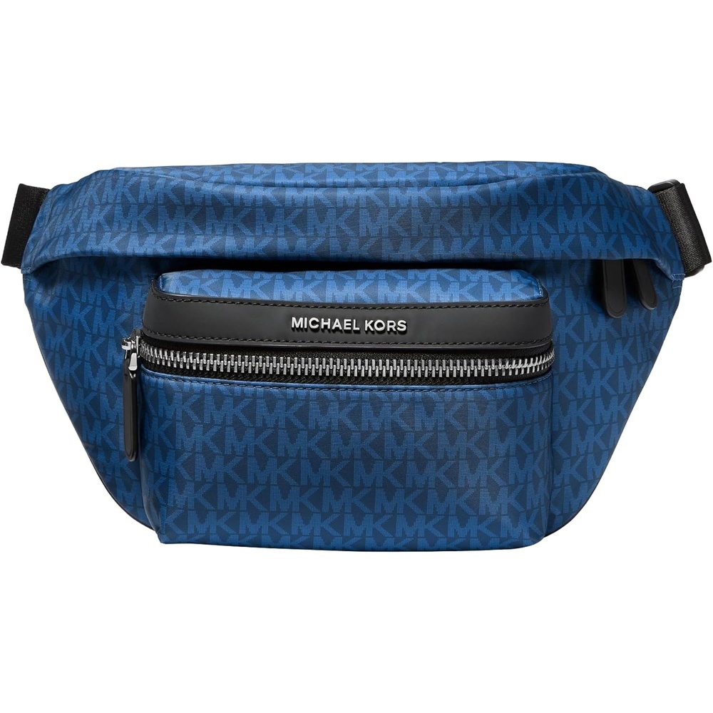 image:imageMichael Kors Mens Brooklyn Travel Belt Bag SilverTone HardwareSignature Nylon BlackSilvertone HardwareNylonRiver Blue