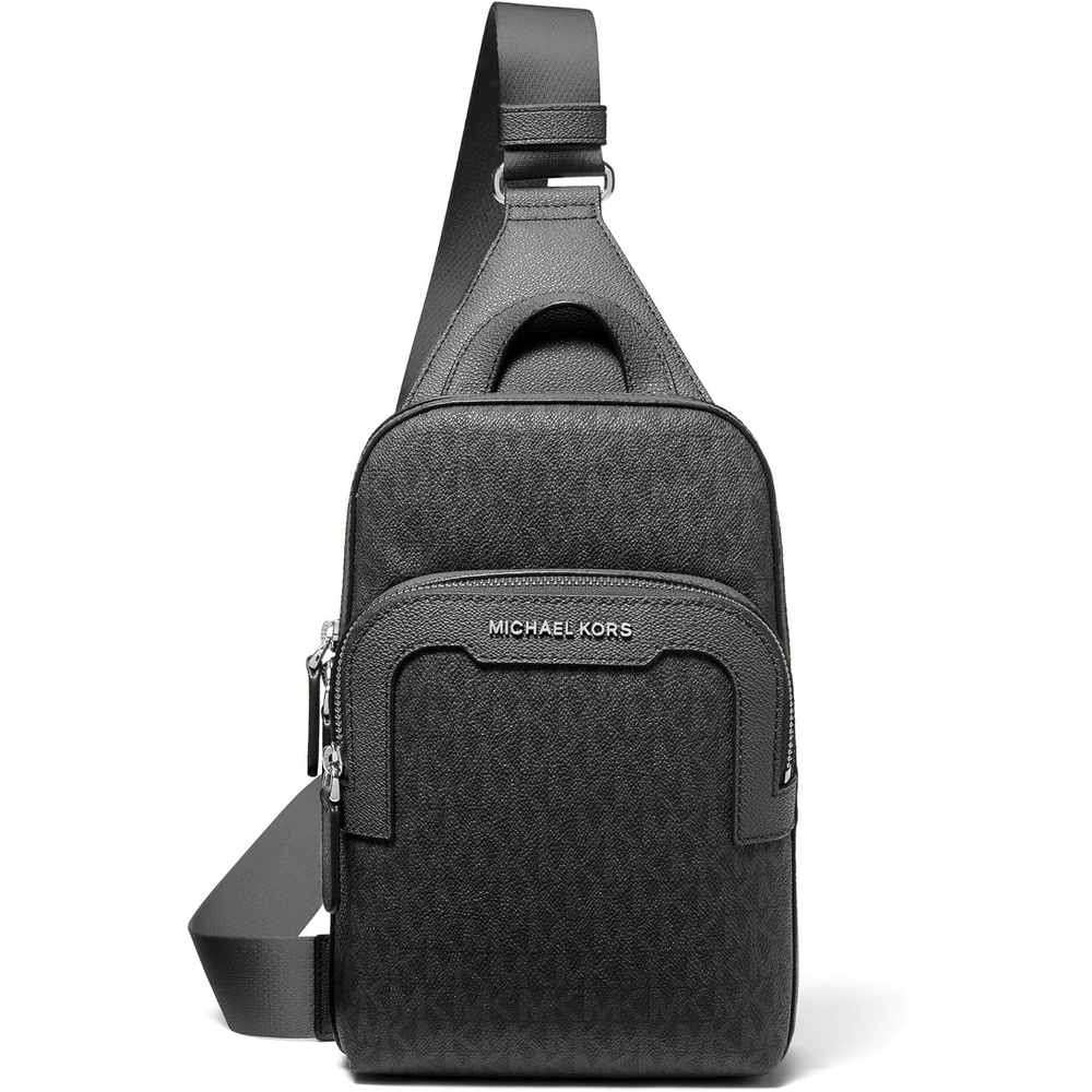 image:imageMichael Kors Mens Hudson Medium Double Zip Slingpack MK SignatureBrownLuggageBlack