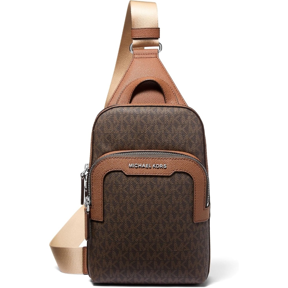 image:imageMichael Kors Mens Hudson Medium Double Zip Slingpack MK SignatureBrownLuggageBrownLuggage