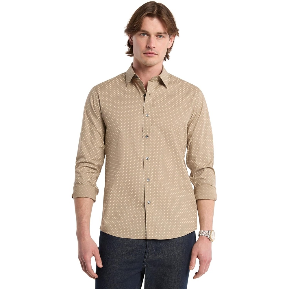 image:imageMichael Kors Mens Long Sleeve CrossHatch Geo ShirtDusty Sage