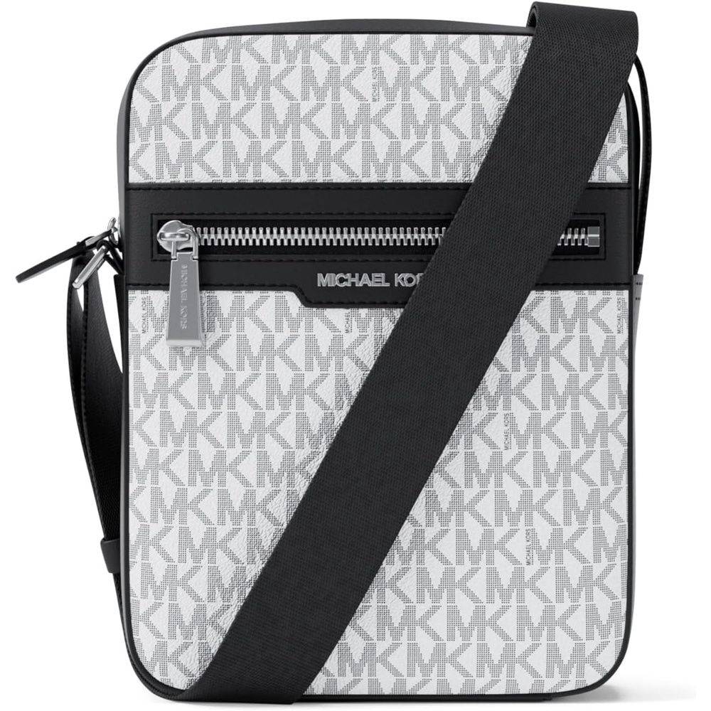 image:imageMichael Kors Mens Malone Flight BagSilvertone HardwareBright White Signature