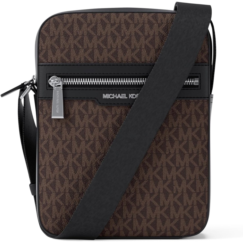 image:imageMichael Kors Mens Malone Flight BagSilvertone HardwareBrownBlack Signature