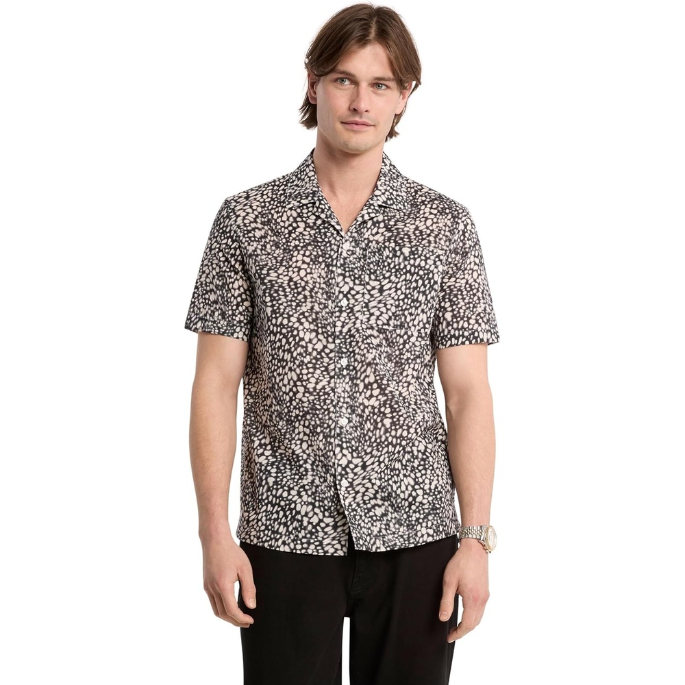 image:imageMichael Kors Mens Short Sleeve Camp Stingray ShirtBlack