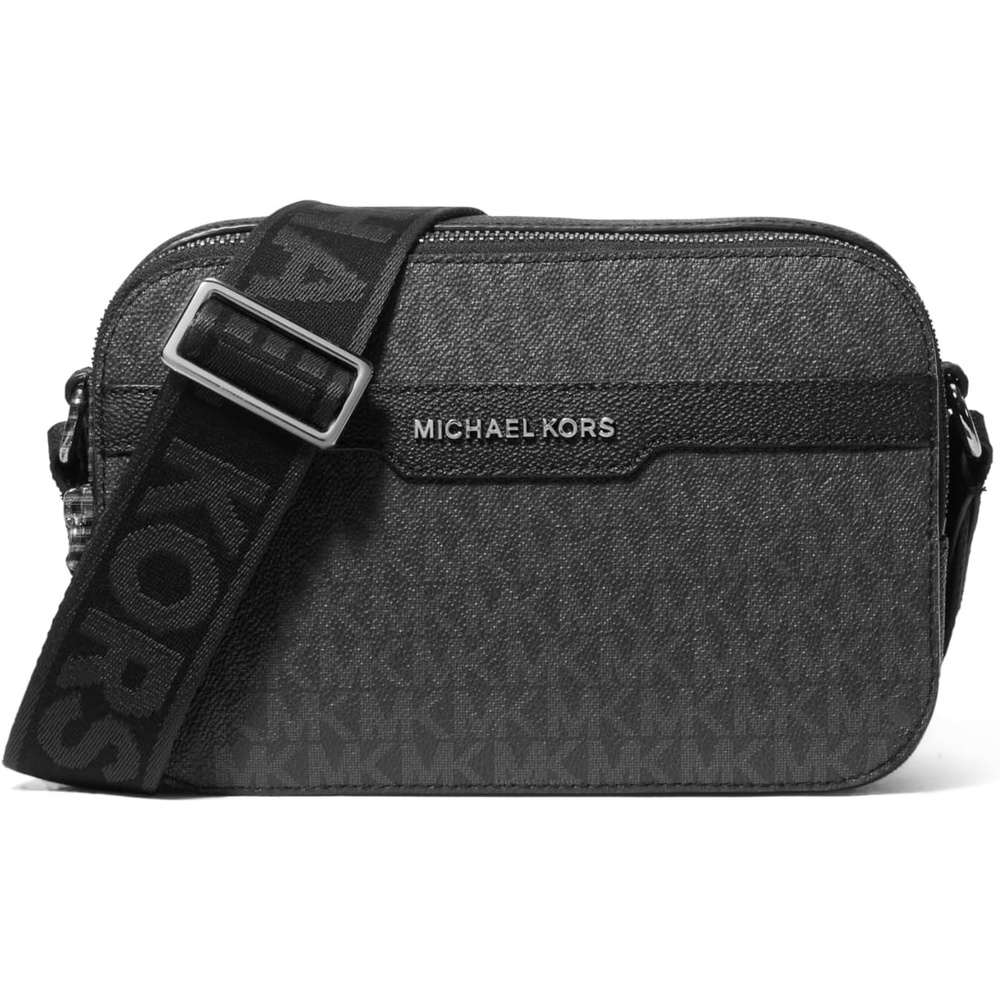 image:imageMichael Kors Unisex Hudson Double Zip Camera BagLight Gunmetal HardwareBlack Signature