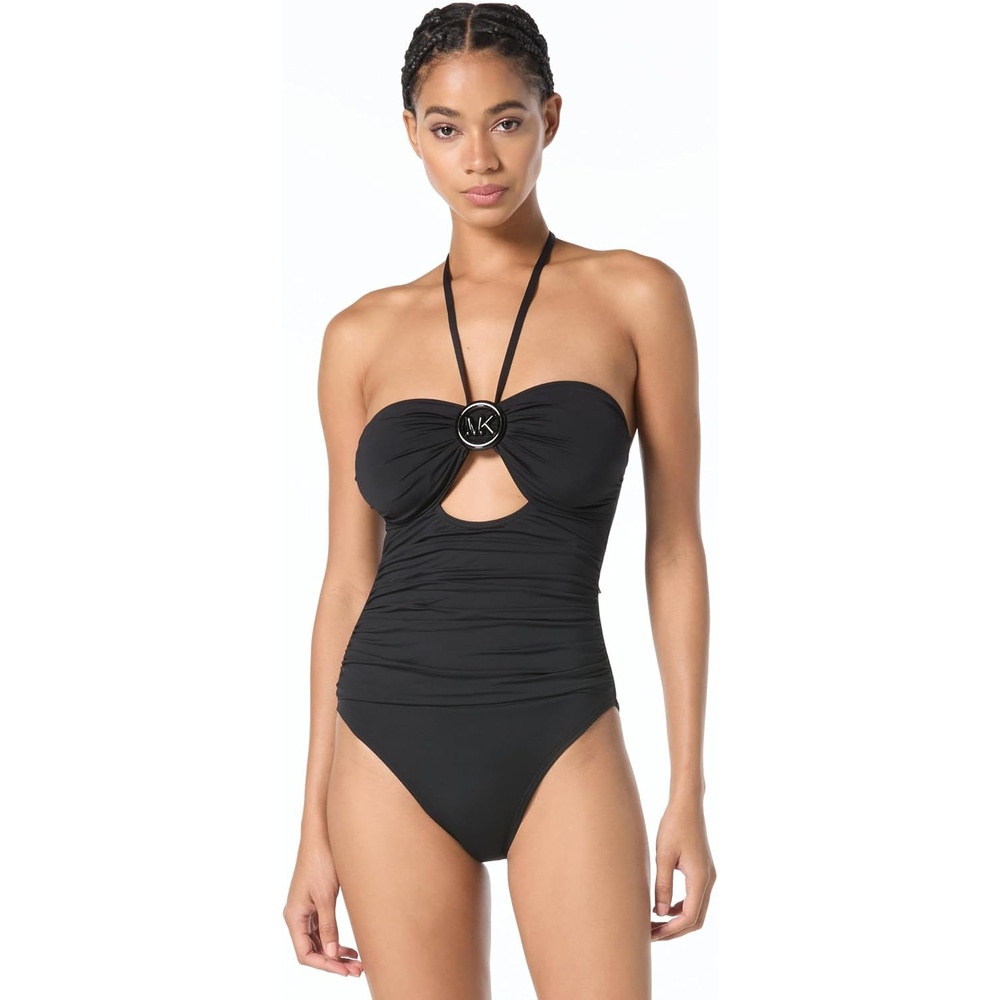 image:imageMichael Kors Womens Bubble Logo Bandeau One PieceBlack
