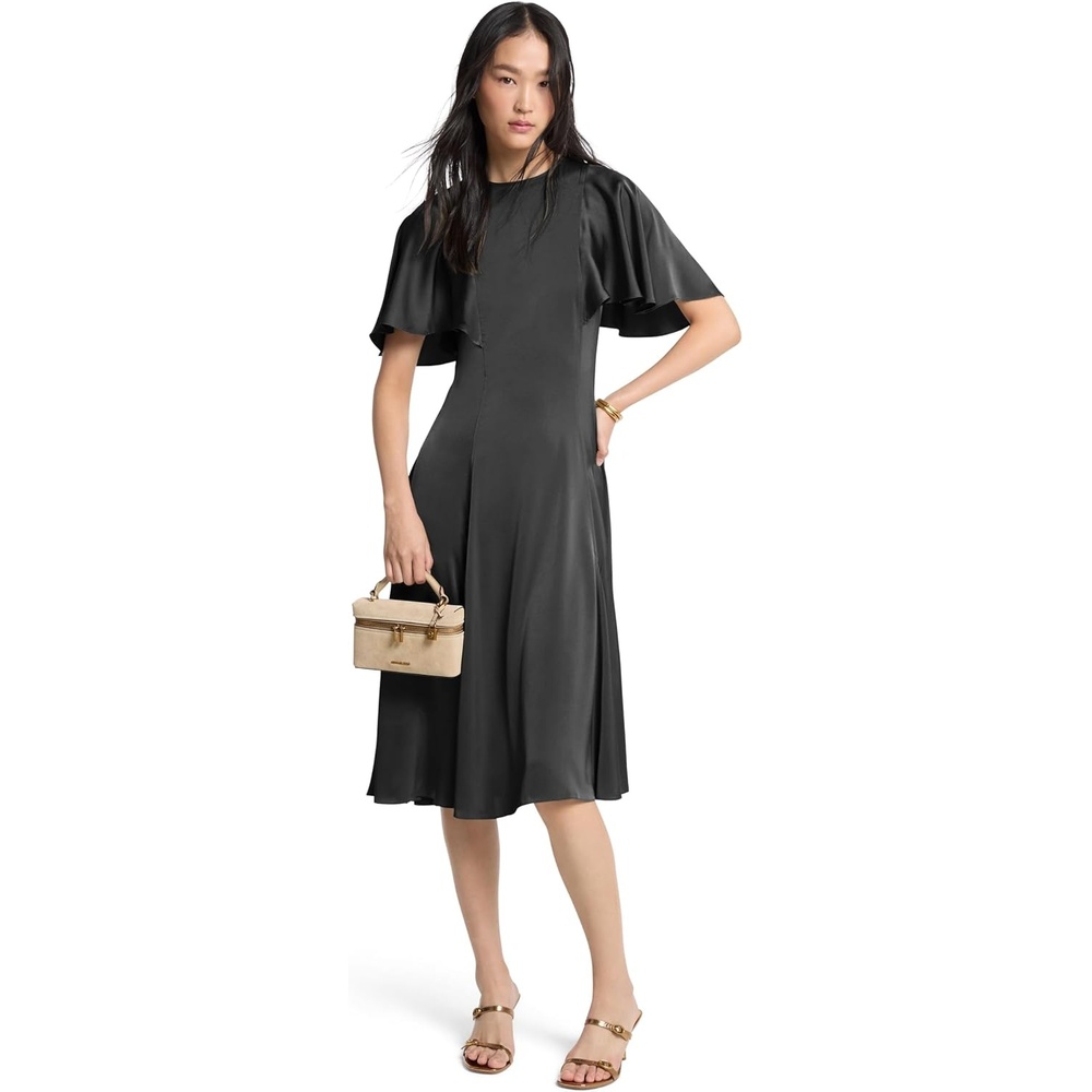 image:imageMichael Kors Womens Cape Sleeve Midi DressBlack