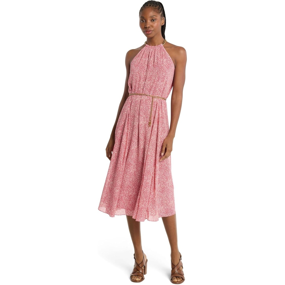 image:imageMichael Kors Womens Chain Belt Halter DressLight Berry Sorbet