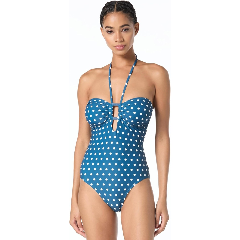 image:imageMichael Kors Womens Classic Dot Bandeau One PieceRiver Blue