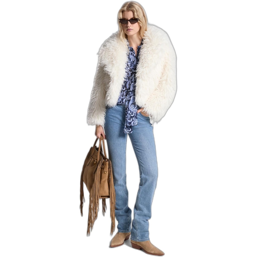 image:imageMichael Kors Womens Crop Faux Fur PeacoatBone