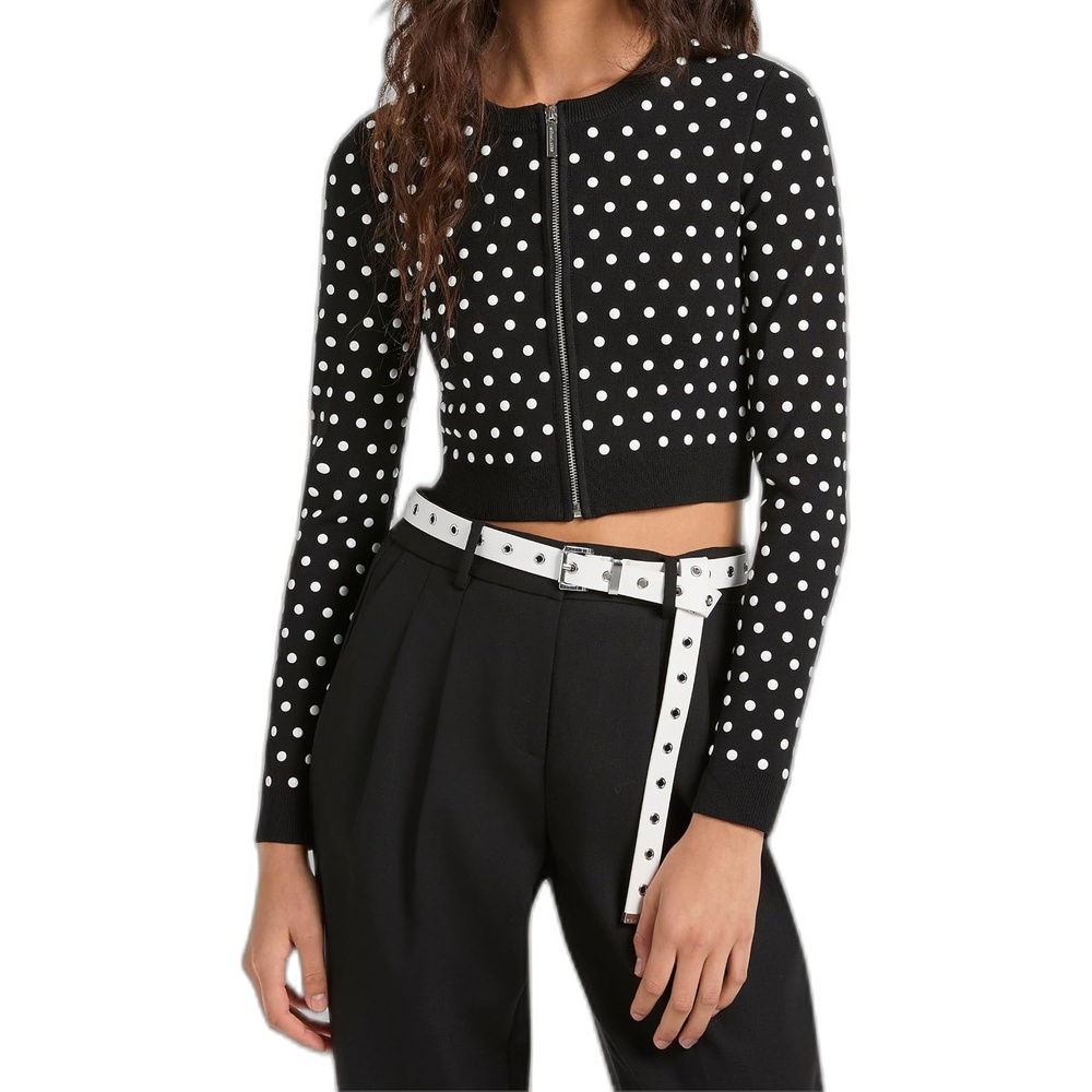image:imageMichael Kors Womens Dome Studs Zip CardiganBlack