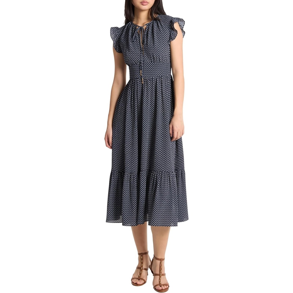 image:imageMichael Kors Womens FoldOver Midi DressMidnight Blue