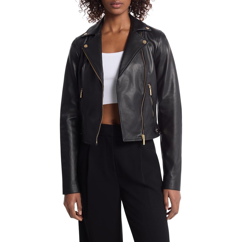 image:imageMichael Kors Womens Leather Moto JacketBlack