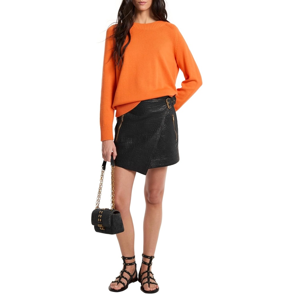 image:imageMichael Kors Womens Leather Wrap Mini SkirtBlack
