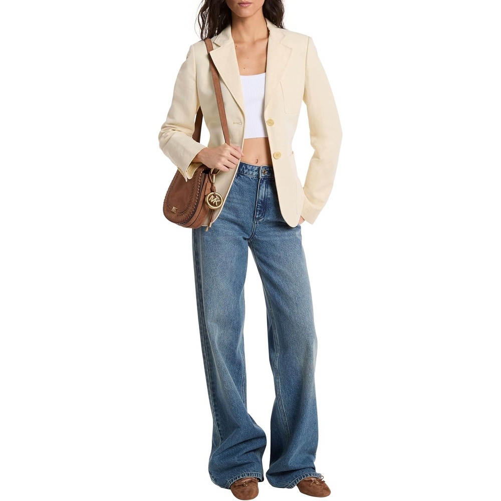 image:imageMichael Kors Womens Linen Patch Pocket BlazerLemon