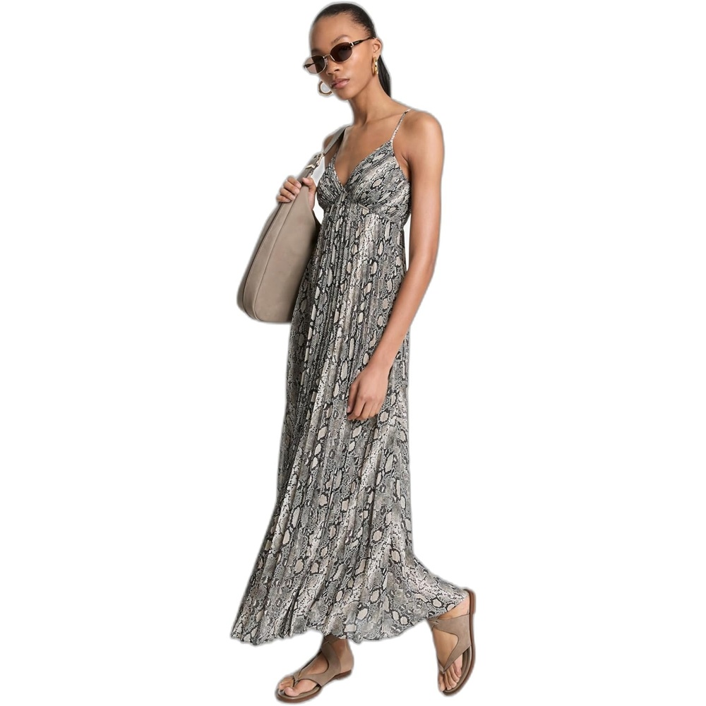 image:imageMichael Kors Womens Maxi Pleated Slip DressSoft Ecru