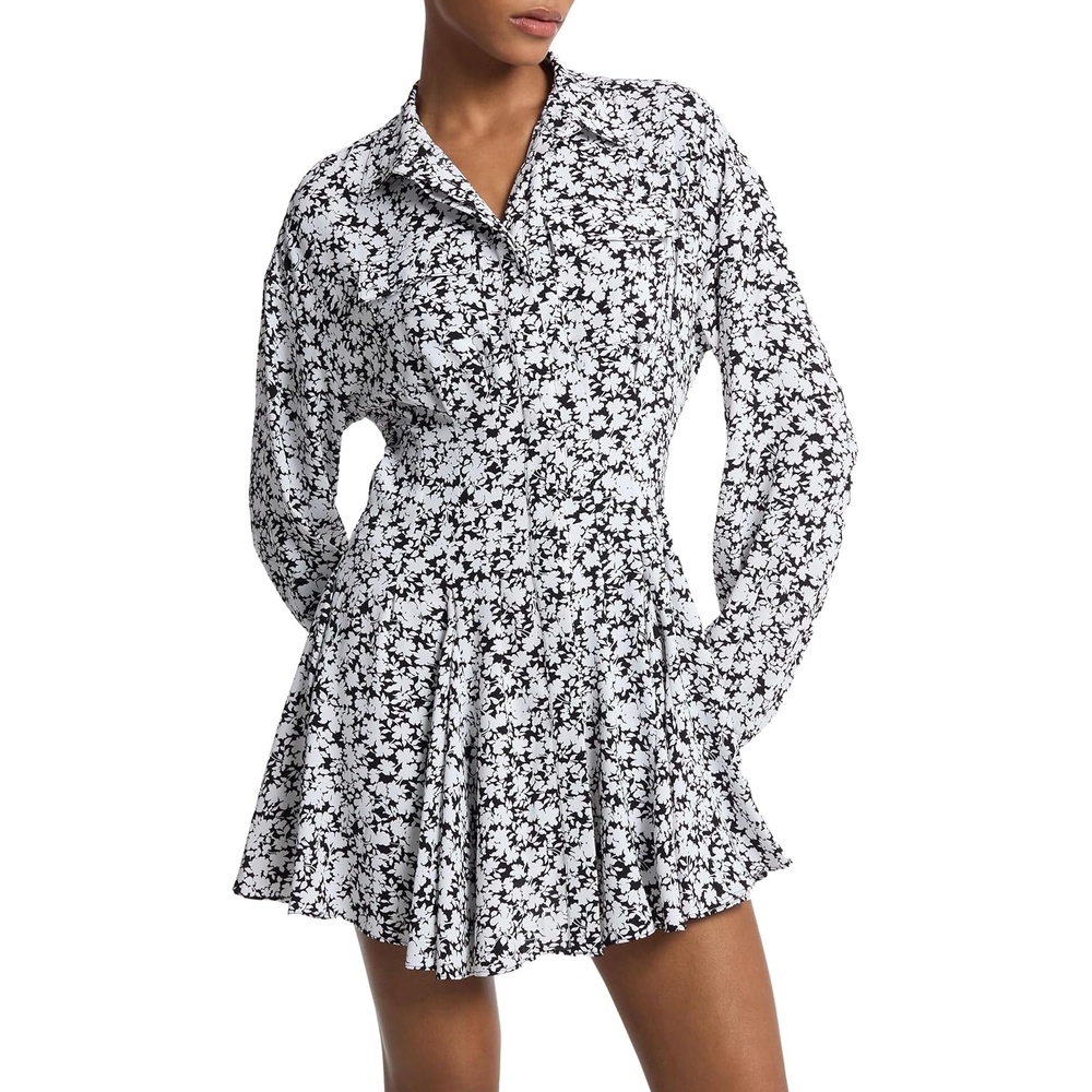 image:imageMichael Kors Womens Mini Pleat Shirt DressWhite