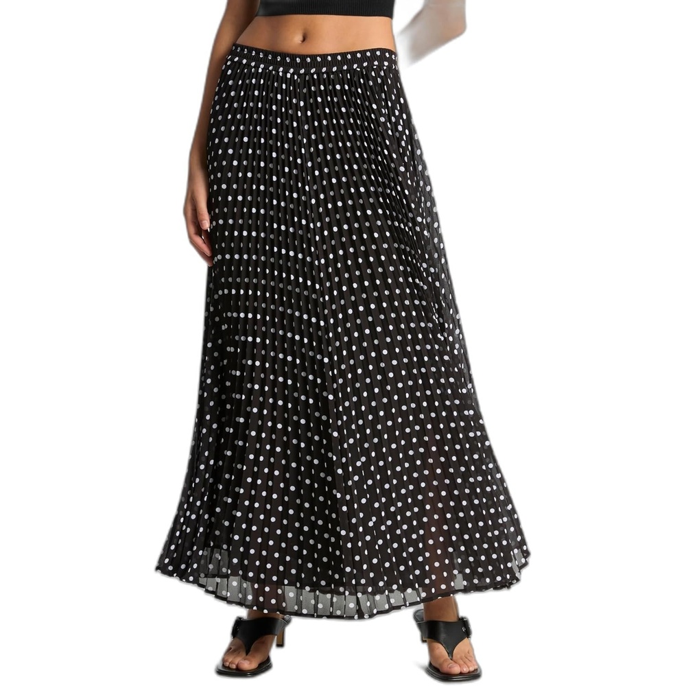 image:imageMichael Kors Womens Pleated Maxi SkirtBlackWhite
