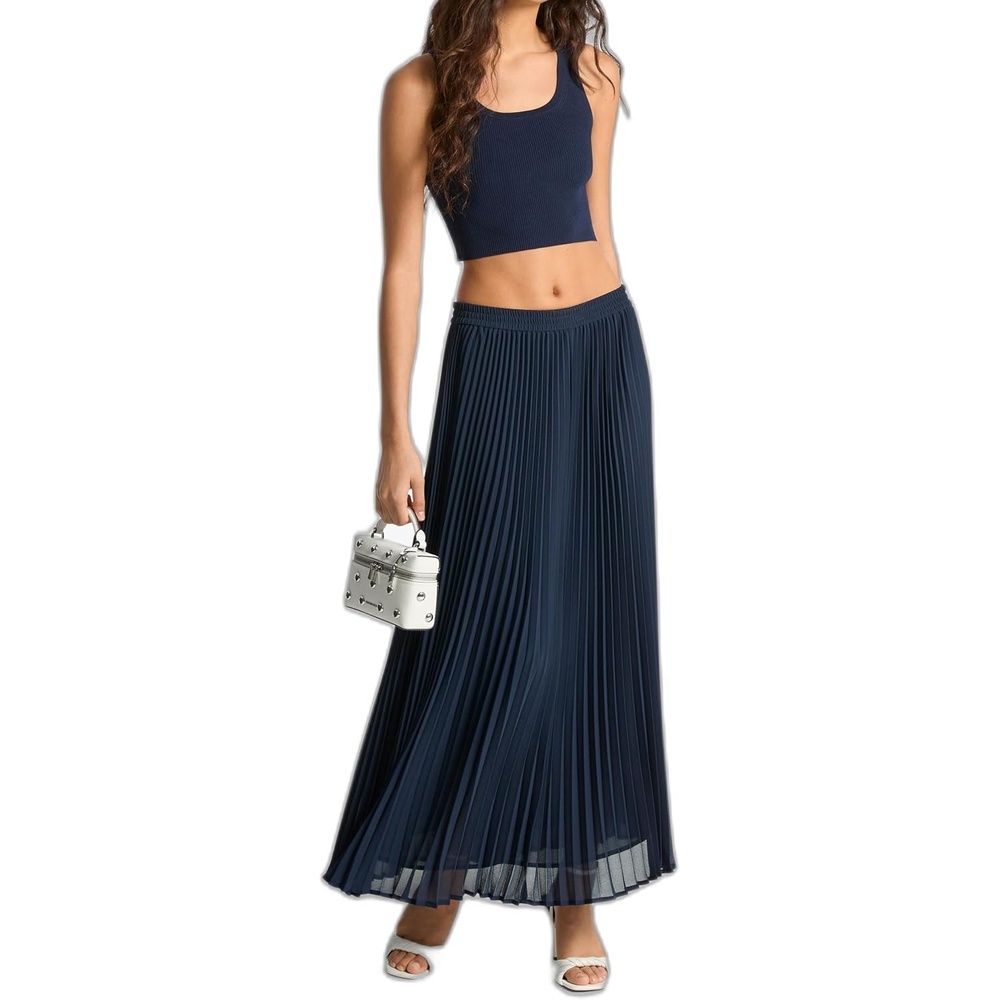 image:imageMichael Kors Womens Pleated Maxi SkirtMidnight Blue
