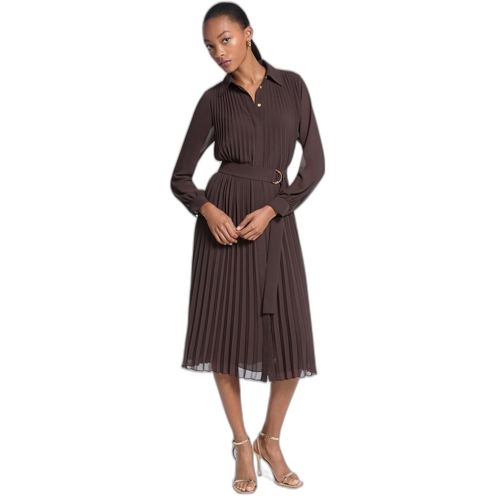 image:imageMichael Kors Womens Pleated Shirt DressChocolate