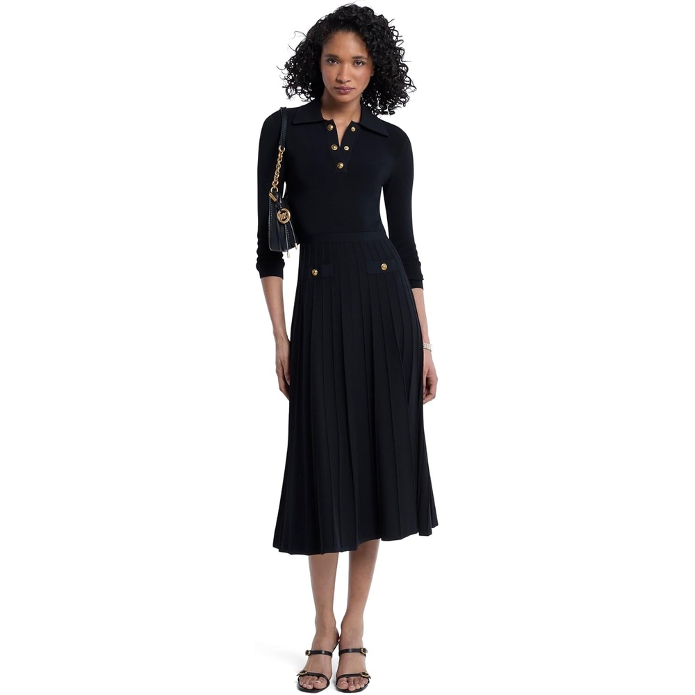 image:imageMichael Kors Womens Polo Flare Midi DressBlack