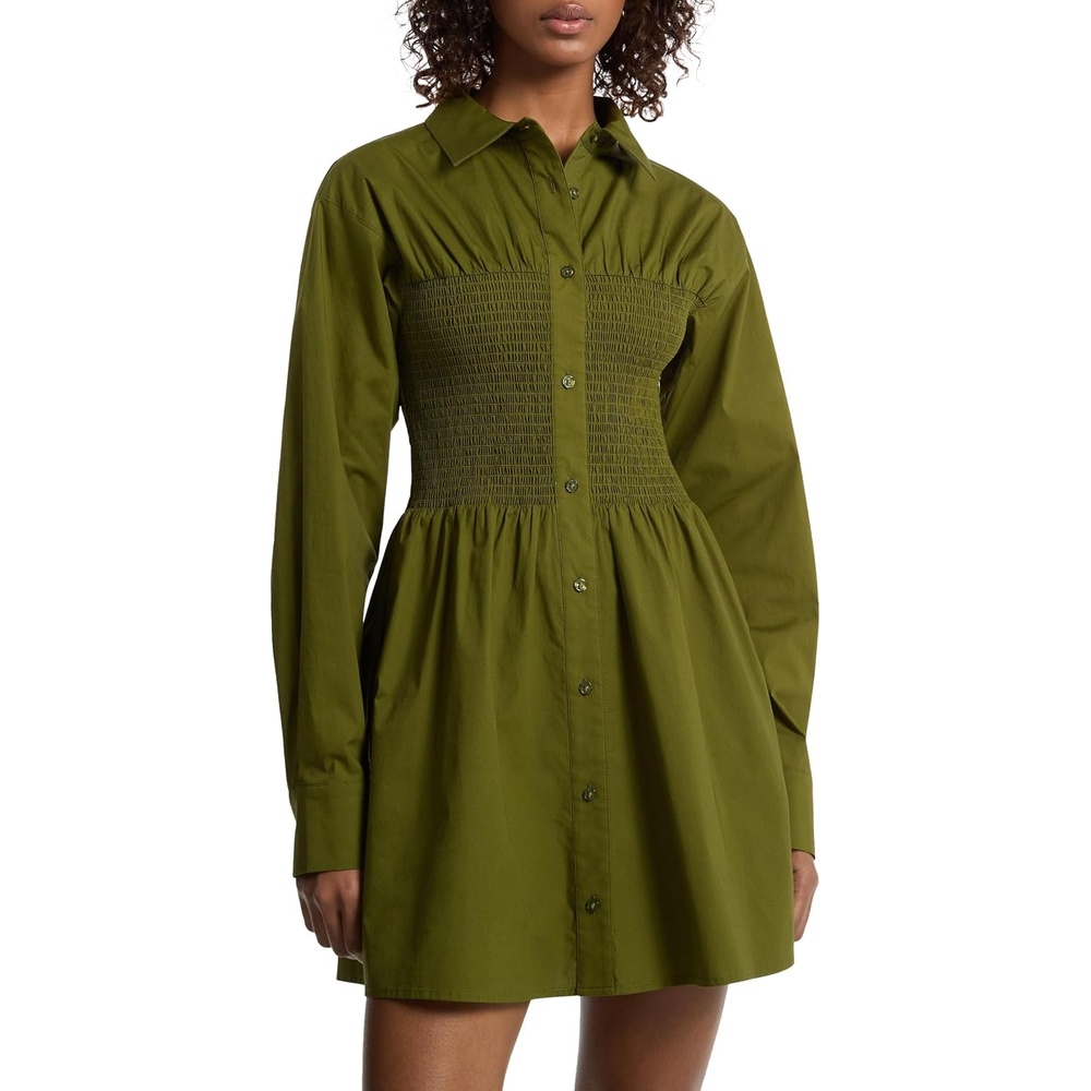 image:imageMichael Kors Womens Poplin Smock Shirt DressEvergreen