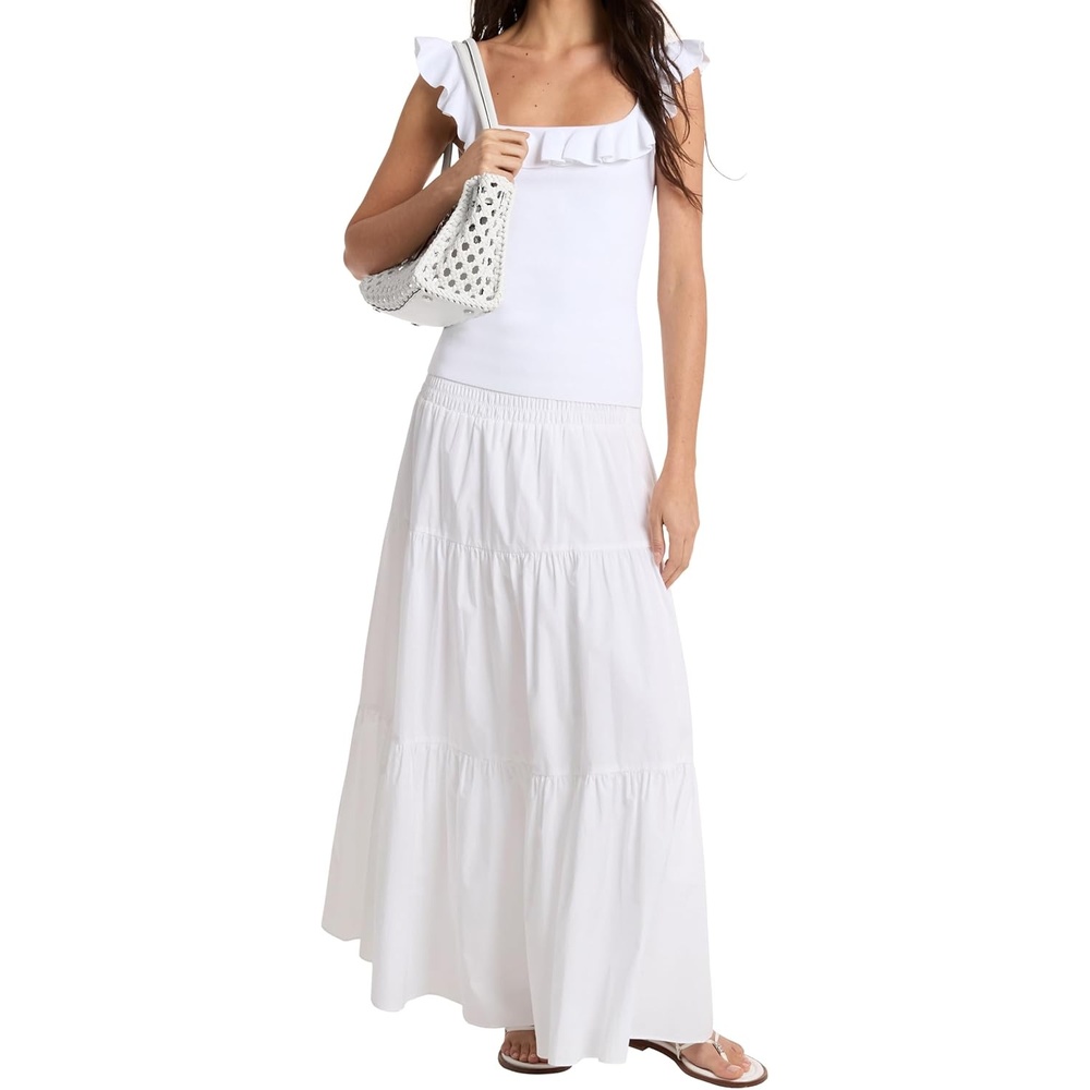 image:imageMichael Kors Womens Poplin Smocked Maxi SkirtWhite