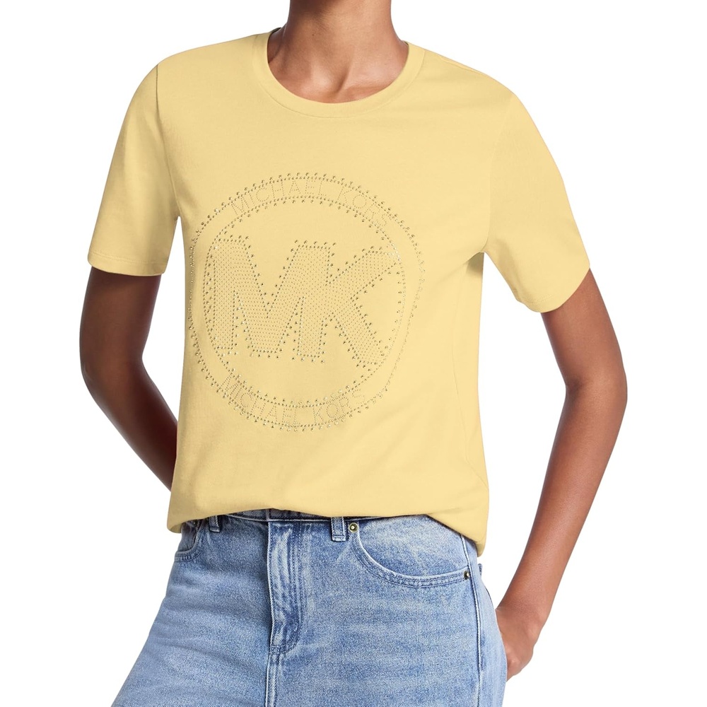image:imageMichael Kors Womens Rhinestud MK Logo TShirtLemon