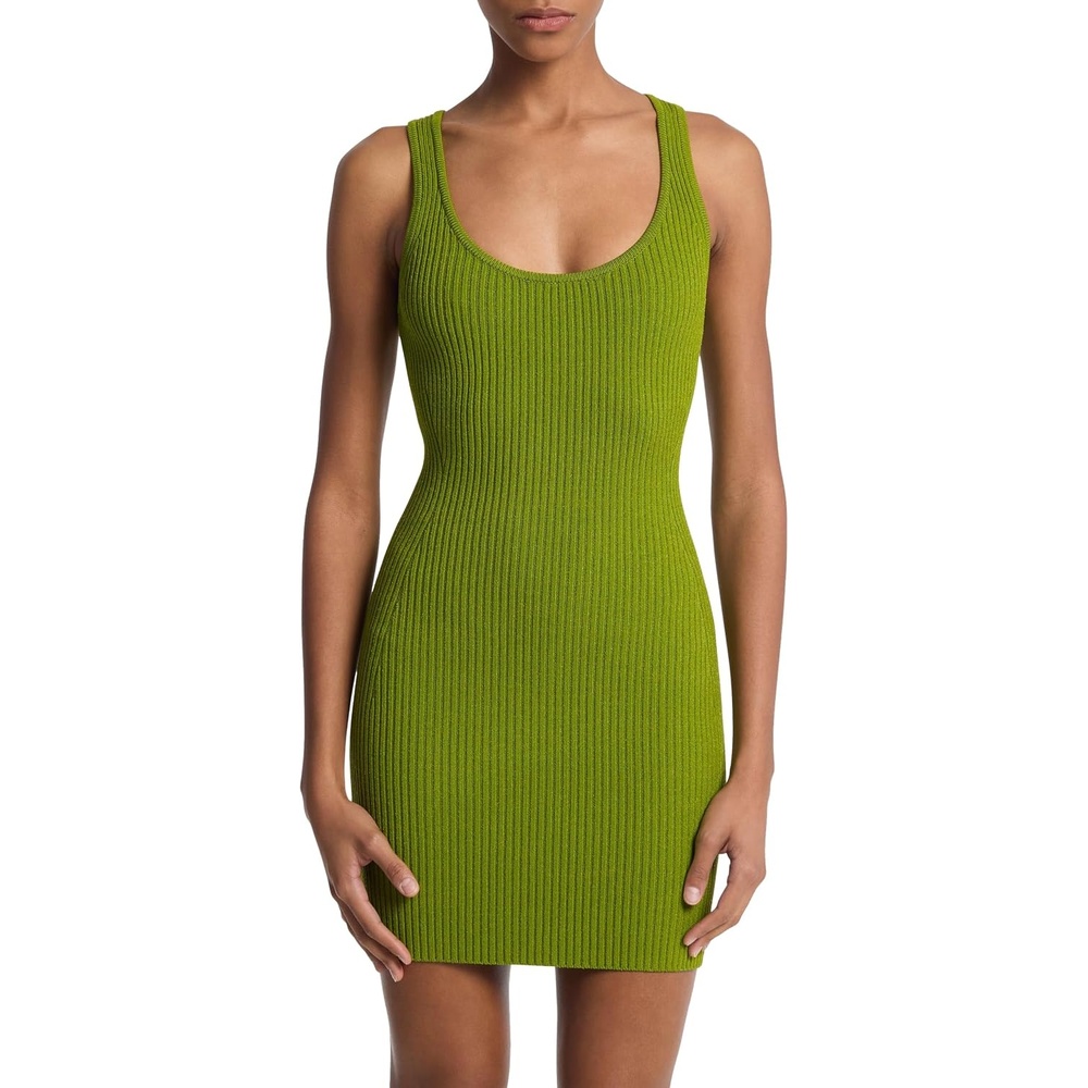 image:imageMichael Kors Womens Ribbed Scoop Tank DressMeadow Green