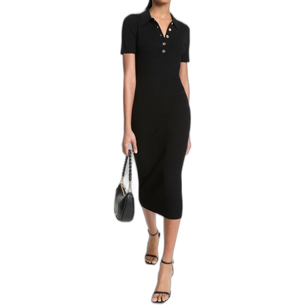 image:imageMichael Kors Womens Short Sleeve Midi Polo DressBlack