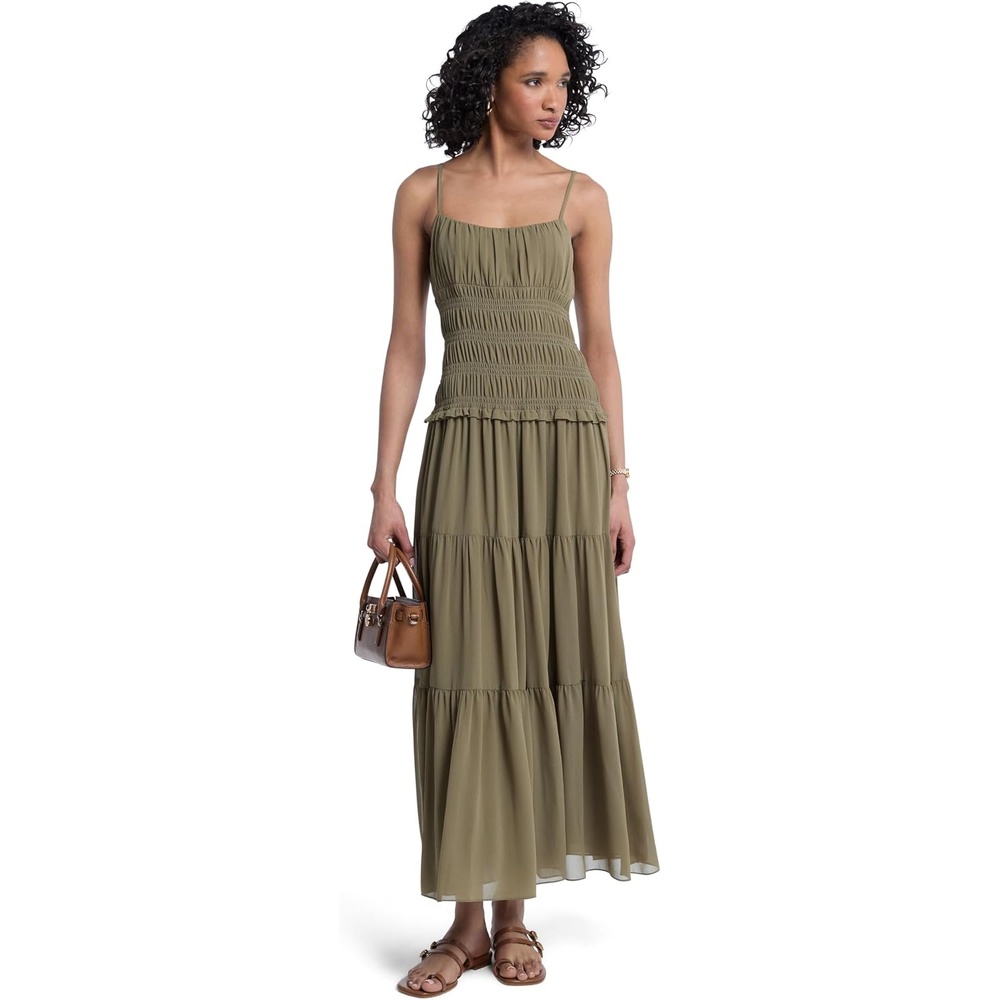 image:imageMichael Kors Womens Smocked Maxi DressSafari Green