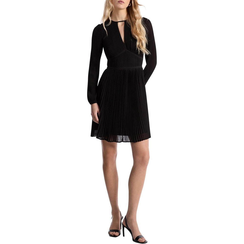 image:imageMichael Kors Womens Solid Pleated Mini DressBlack