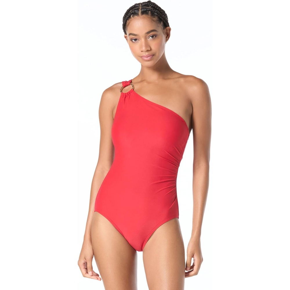 image:imageMichael Kors Womens Standard Solid Logo Ring Shoulder One PieceRed