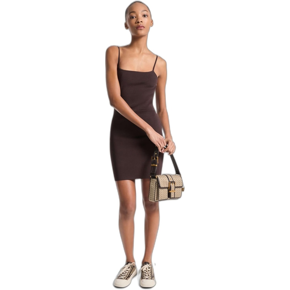 image:imageMichael Kors Womens Straight Neck Cami Mini DressChocolate