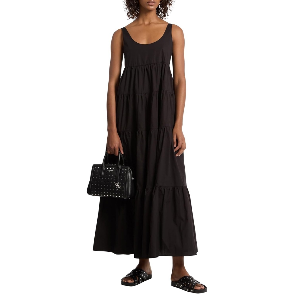 image:imageMichael Kors Womens Stretch Cotton Tiered DressBlack