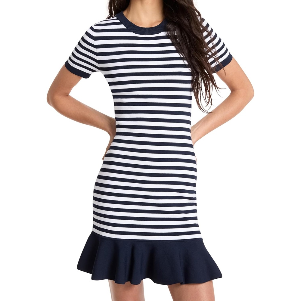 image:imageMichael Kors Womens Stripe Flare Mini DressMidnight Blue