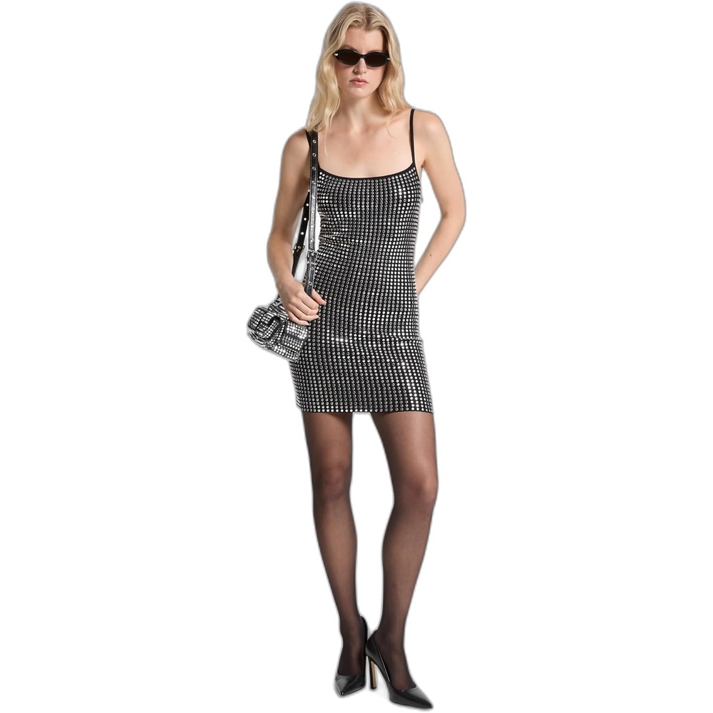 image:imageMichael Kors Womens Studded Cami Mini DressBlackSilver