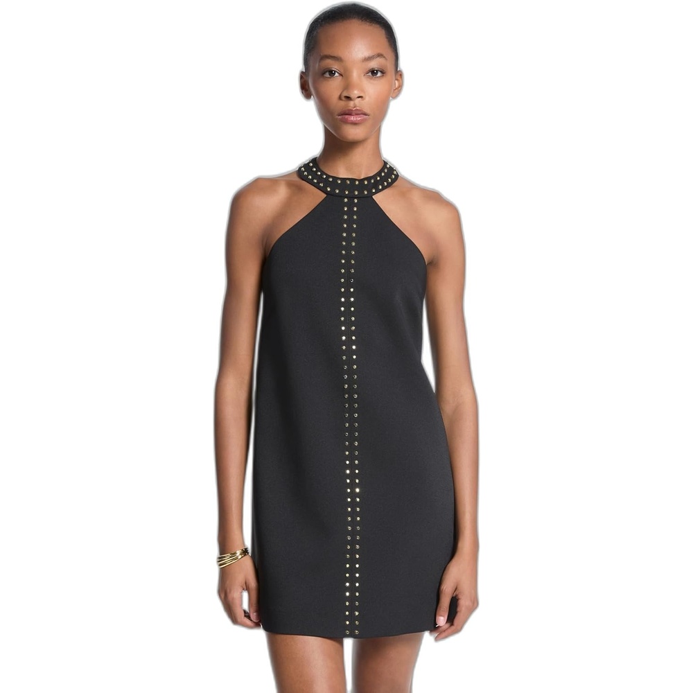 image:imageMichael Kors Womens Studded Halter Mini DressBlack
