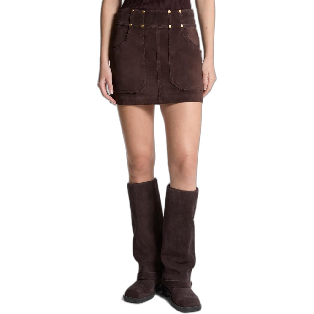 image:imageMichael Kors Womens Suede Micro Mini SkirtChocolate