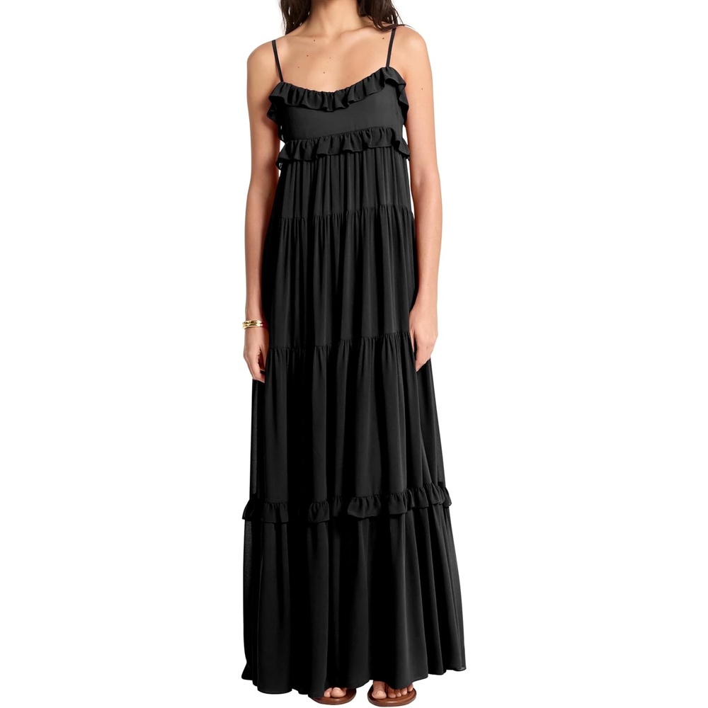 image:imageMichael Kors Womens Tiered Maxi DressBlack