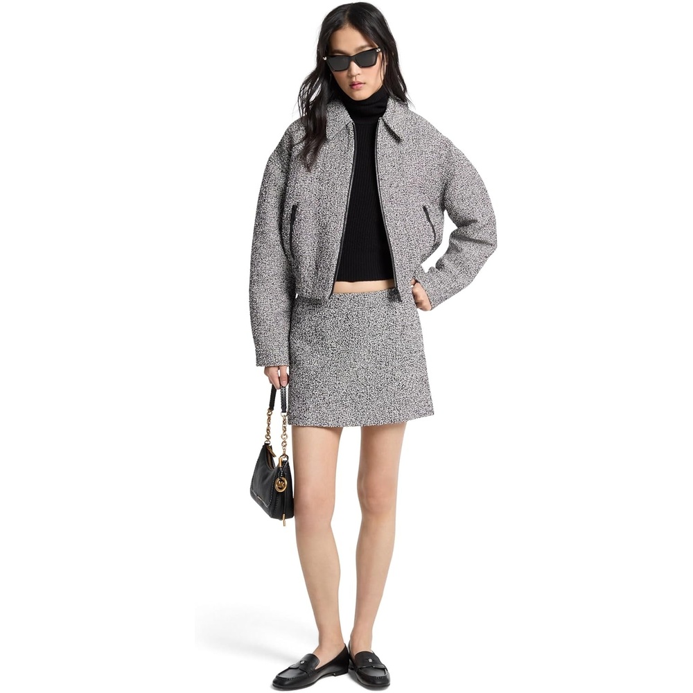 image:imageMichael Kors Womens Tweed Bomber JacketBlackBone