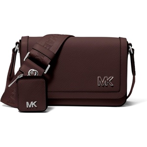 Michael Kors Edison Mini Flap Crossbody with Pouch, Black Hardware/Chocolate